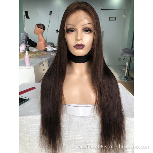Factory wholesale straight virgin human hair HD lace frontal wigs virgin brazilian cuticle aligned hair 100% human hair